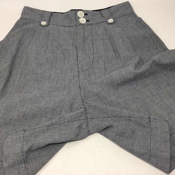 Alex Mill Drill Pleated Shorts Houndstooth Linen Blend High Waisted Size 4 - Picture 8 of 11